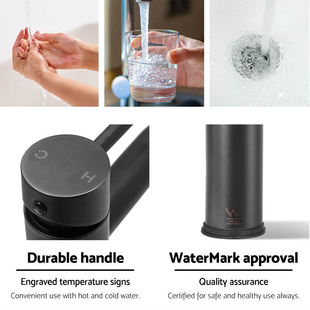 Shower Accessories: Cefito Bathroom Basin Mixer Tap Round Brass Faucet Vanity Laundry Black