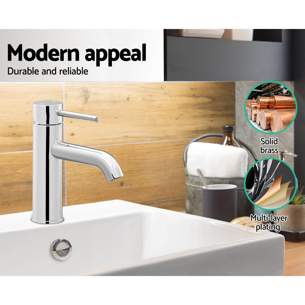 Tap & Sink Accessories: Cefito Bathroom Basin Mixer Tap Round Brass Faucet Vanity Laundry Chrome