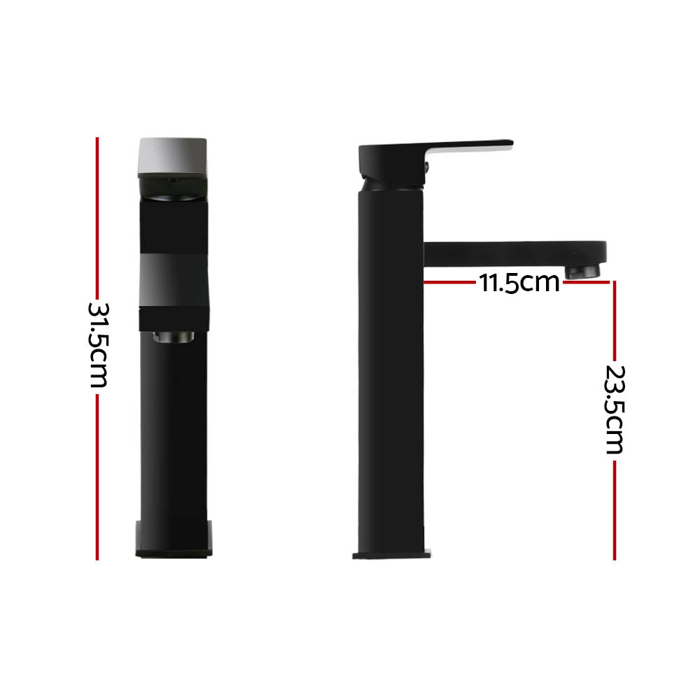Tap & Sink Accessories: Cefito Bathroom Basin Mixer Tap Square Tall Faucet Vanity Laundry Black
