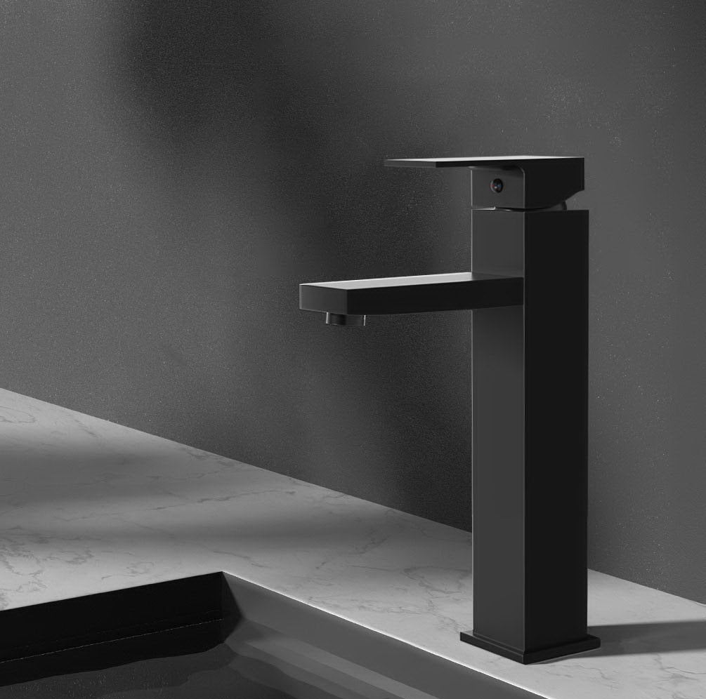 Tap & Sink Accessories: Cefito Bathroom Basin Mixer Tap Square Tall Faucet Vanity Laundry Black