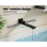 Cefito Bathroom Mixer Spout Wall Bath Tap Square Swivel Bathtub Black