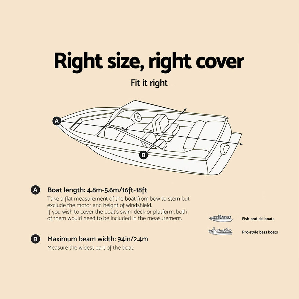 Boating Accessories: Seamanship 16-18.5ft Boat Cover Trailerable Marine Grade 600D