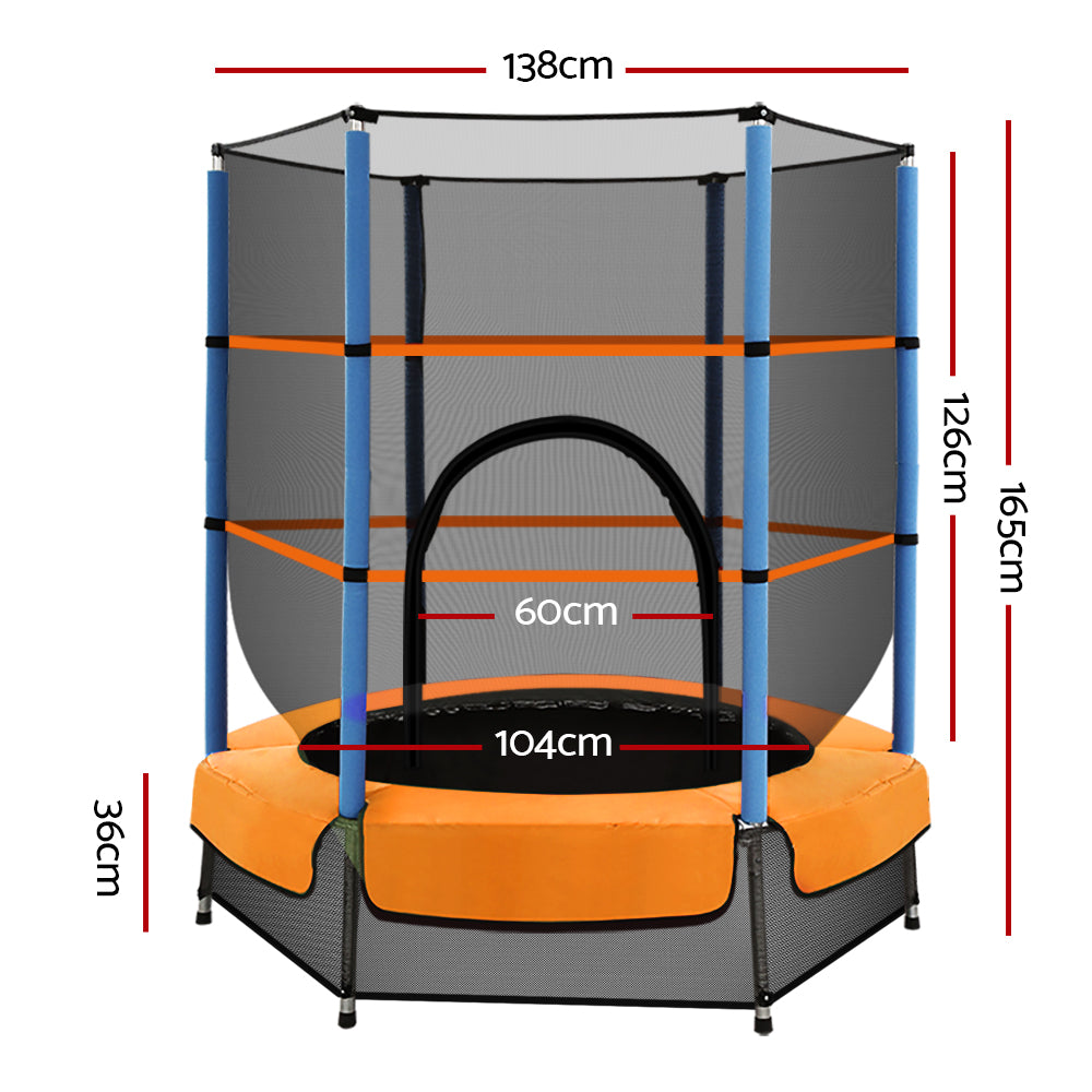 Trampolines & Accessories: Everfit 4.5FT Trampoline for Kids Trampoline w/ Enclosure Safety Net Rebounder Gift Orange