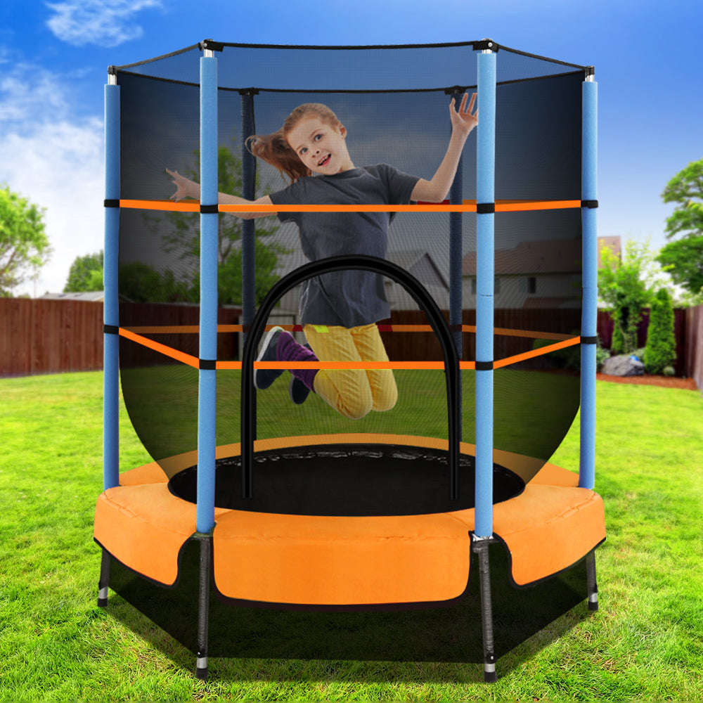Trampolines & Accessories: Everfit 4.5FT Trampoline for Kids Trampoline w/ Enclosure Safety Net Rebounder Gift Orange