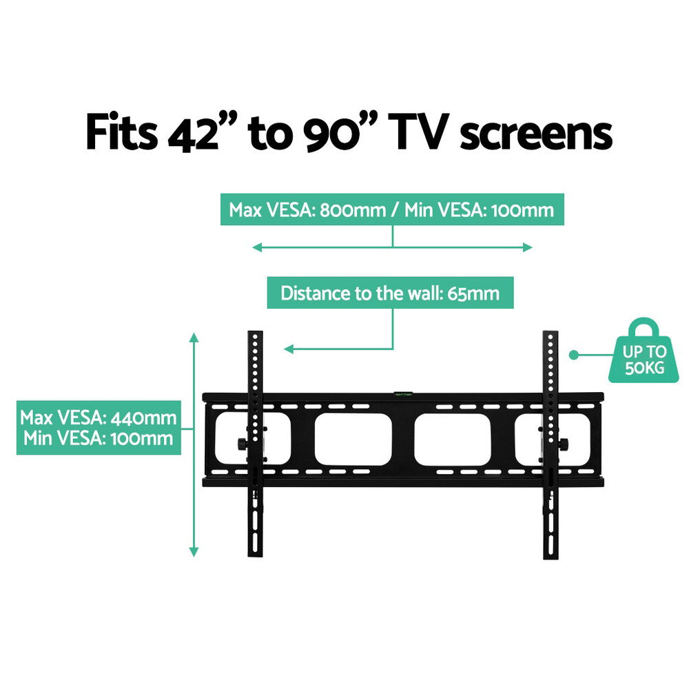 TVs & Accessories: Artiss TV Wall Mount Bracket for 42"-90" LED LCD TVs Tilt Slim Flat Low Profile
