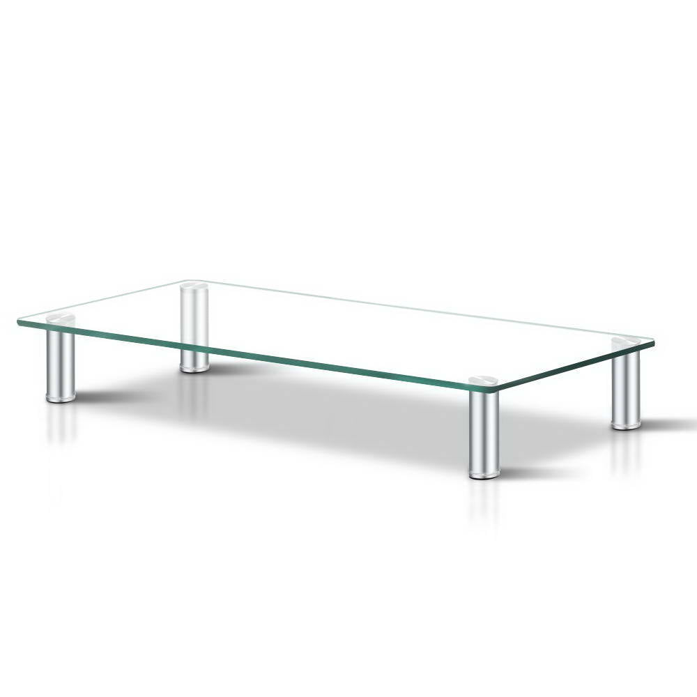 Desks: Artiss Monitor Stand Riser with Height Adjustable Computer Laptop Printer Screen Glass Display Shelf