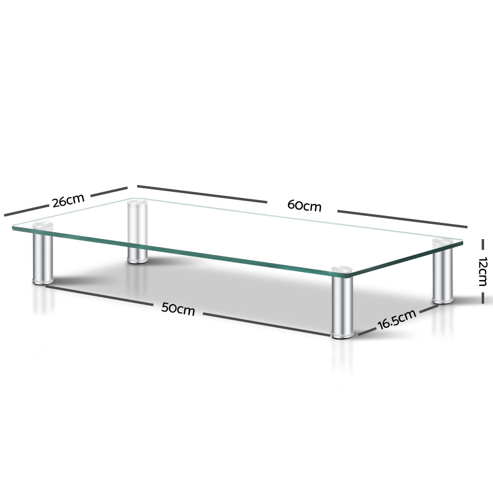 Desks: Artiss Monitor Stand Riser with Height Adjustable Computer Laptop Printer Screen Glass Display Shelf