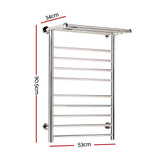 Devanti Electric Heated Towel Rail Rack 14 Bars Wall Mounted Clothes Dry Warmer