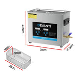 Devanti 6.5L Ultrasonic Cleaner Heater Cleaning Machine Timer Industrial 180W