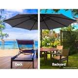 Instahut 3m Umbrella w/Base Outdoor Cantilever Beach Garden Patio Parasol Charcoal