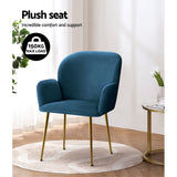 Artiss Dining Chairs Set of 2 Velvet Armchair Blue