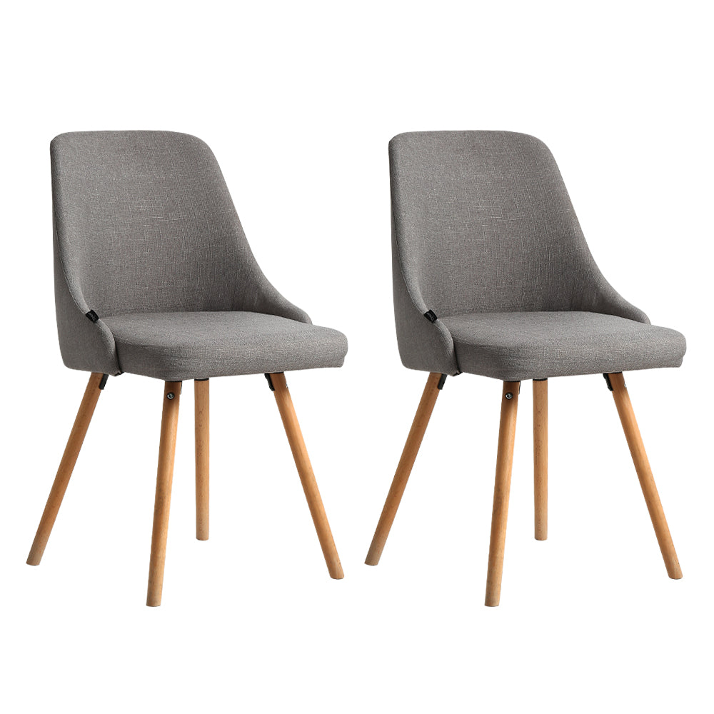 Kitchen & Dining Chairs: Artiss Dining Chairs Set of 2 Fabric Wooden Grey