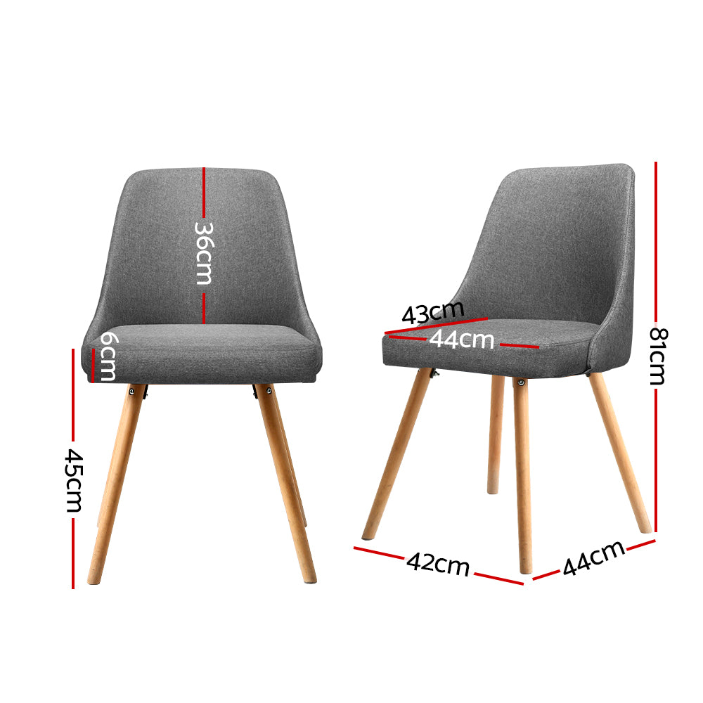 Kitchen & Dining Chairs: Artiss Dining Chairs Set of 2 Fabric Wooden Grey