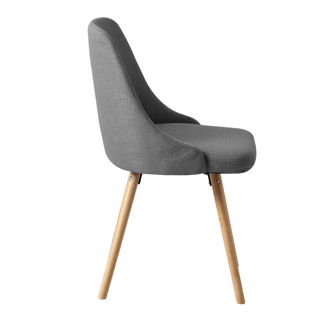 Kitchen & Dining Chairs: Artiss Dining Chairs Set of 2 Fabric Wooden Grey