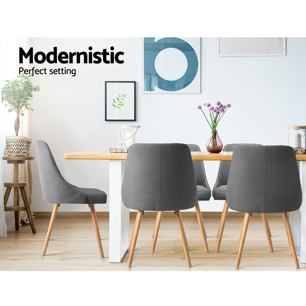 Kitchen & Dining Chairs: Artiss Dining Chairs Set of 2 Fabric Wooden Grey