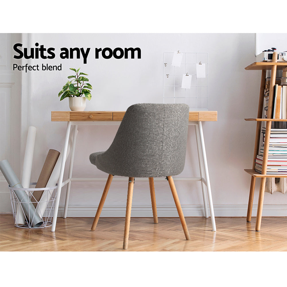 Kitchen & Dining Chairs: Artiss Dining Chairs Set of 2 Fabric Wooden Grey