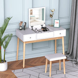 Princess White Dresser Table With Mirror, Stool And Storage Drawers Set