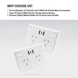 5PCS Double Power Point Dual USB+Type-C GPO Fast Charge 3.6 amp Wall Outlet