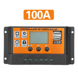 100A PWM Solar Power Panel Regulator Charge LCD Controller 12V/24V Dual USB A