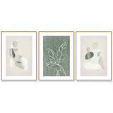 Wall Art 50cmx70cm Abstract body and leaves 3 Sets Gold Frame Canvas