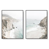 Wall Art 40cmx60cm Mountain Beach 2 Sets Black Frame Canvas