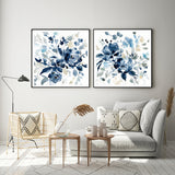 Wall Art 70cmx70cm Indigo Garden By Carol Robinson 2 Sets Black Frame Canvas