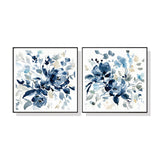 Wall Art 70cmx70cm Indigo Garden By Carol Robinson 2 Sets Black Frame Canvas