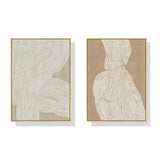 Wall Art 50cmx70cm Abstract Line 2 Sets Gold Frame Canvas