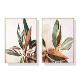 Wall Art 40cmx60cm Botanical Leaves 2 Sets Gold Frame Canvas