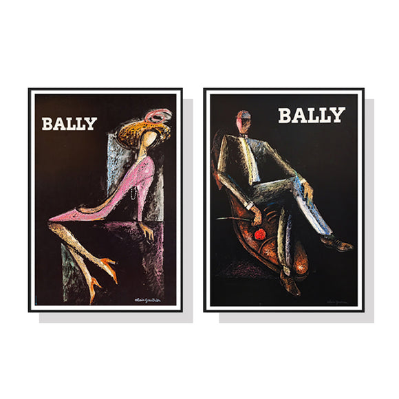 Wall Art 50cmx70cm Bally Man & Woman 2 Sets Black Frame Canvas