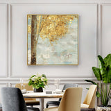 Wall Art 50cmx50cm Golden Leaves 2 Sets Gold Frame Canvas