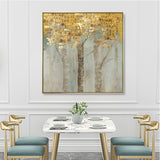 Wall Art 70cmx70cm Golden Leaves 2 Sets Gold Frame Canvas