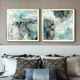 Wall Art 50cmx50cm Marbled Green 2 Sets Gold Frame Canvas