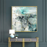 Wall Art 70cmx70cm Marbled Green 2 Sets Gold Frame Canvas