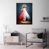 Wall Art 60cmx90cm Jesus Divine Mercy I Trust In You Black Frame Canvas