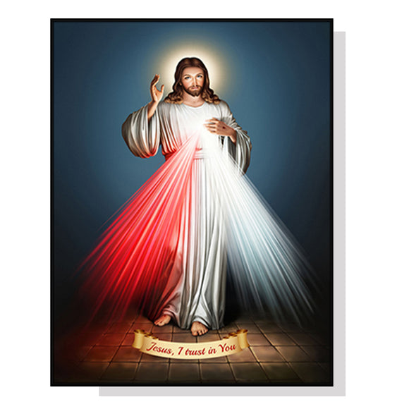 Wall Art 60cmx90cm Jesus Divine Mercy I Trust In You Black Frame Canvas