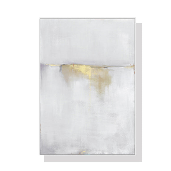 Wall Art 90cmx135cm Abstract gold white single II White Frame Canvas