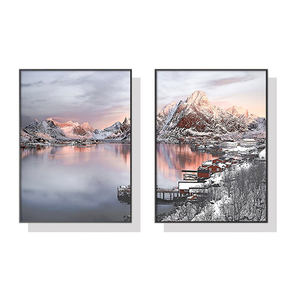 Wall Art 80cmx120cm Nordic Norway 2 Sets Black Frame Canvas