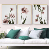 Wall Art 80cmx120cm Tulip Flower 3 Sets Gold Frame Canvas