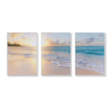 Wall Art 40cmx60cm Ocean and beach 3 Sets White Frame Canvas