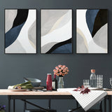 Wall Art 80cmx120cm Abstract Navy Blue 3 Sets Black Frame Canvas