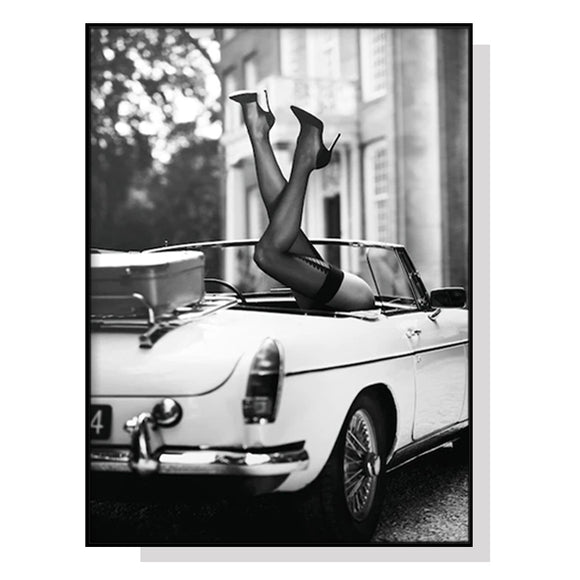 Wall Art 40cmx60cm High Heels in Classic Car Black Frame Canvas