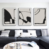 Wall Art 40cmx60cm Black Beige 3 Sets Black Frame Canvas