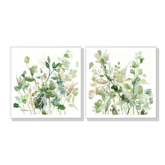 Wall Art 80cmx80cm  Sage Garden By Carol Robinson 2 Sets White Frame Canvas