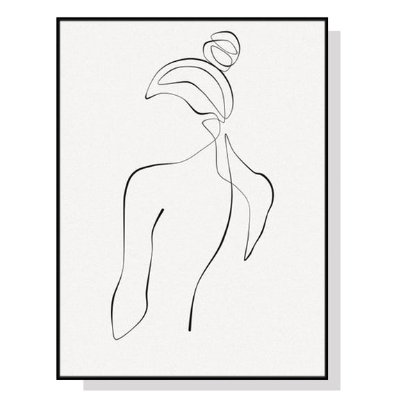 Wall Art 80cmx120cm Woman Back Line Art Black Frame Canvas