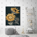 Wall Art 40cmx60cm Sunflowers Black Frame Canvas