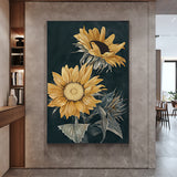 Wall Art 80cmx120cm Sunflowers Black Frame Canvas