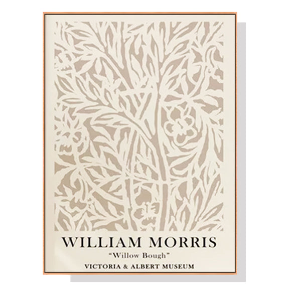 Wall Art 40cmx60cm William Morris Neutral Wood Frame Canvas