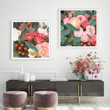 Wall Art 70cmx70cm Eucalyptus Bouquet 2 Sets White Frame Canvas