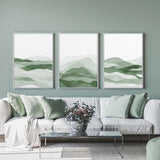 Wall Art 40cmx60cm Sage Green 3 Sets White Frame Canvas